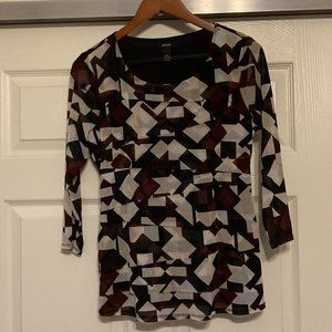 ALFANI Fitted Layered Round Neck 3/4 Sleeve Blouse